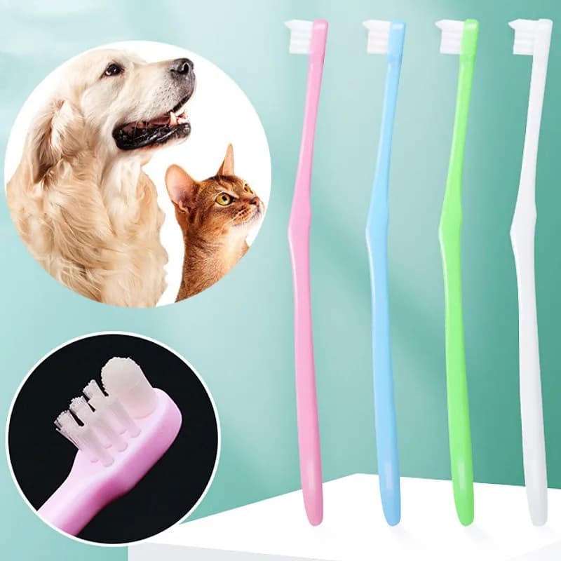 Spazzolino da denti per cani Spazzolino da denti per animali domestici a testa piccola Pulizia dei denti per cani Spazzolino da denti per capelli morbidi per la pulizia della bocca del gatto Prodotti per l'igiene orale per animali domestici