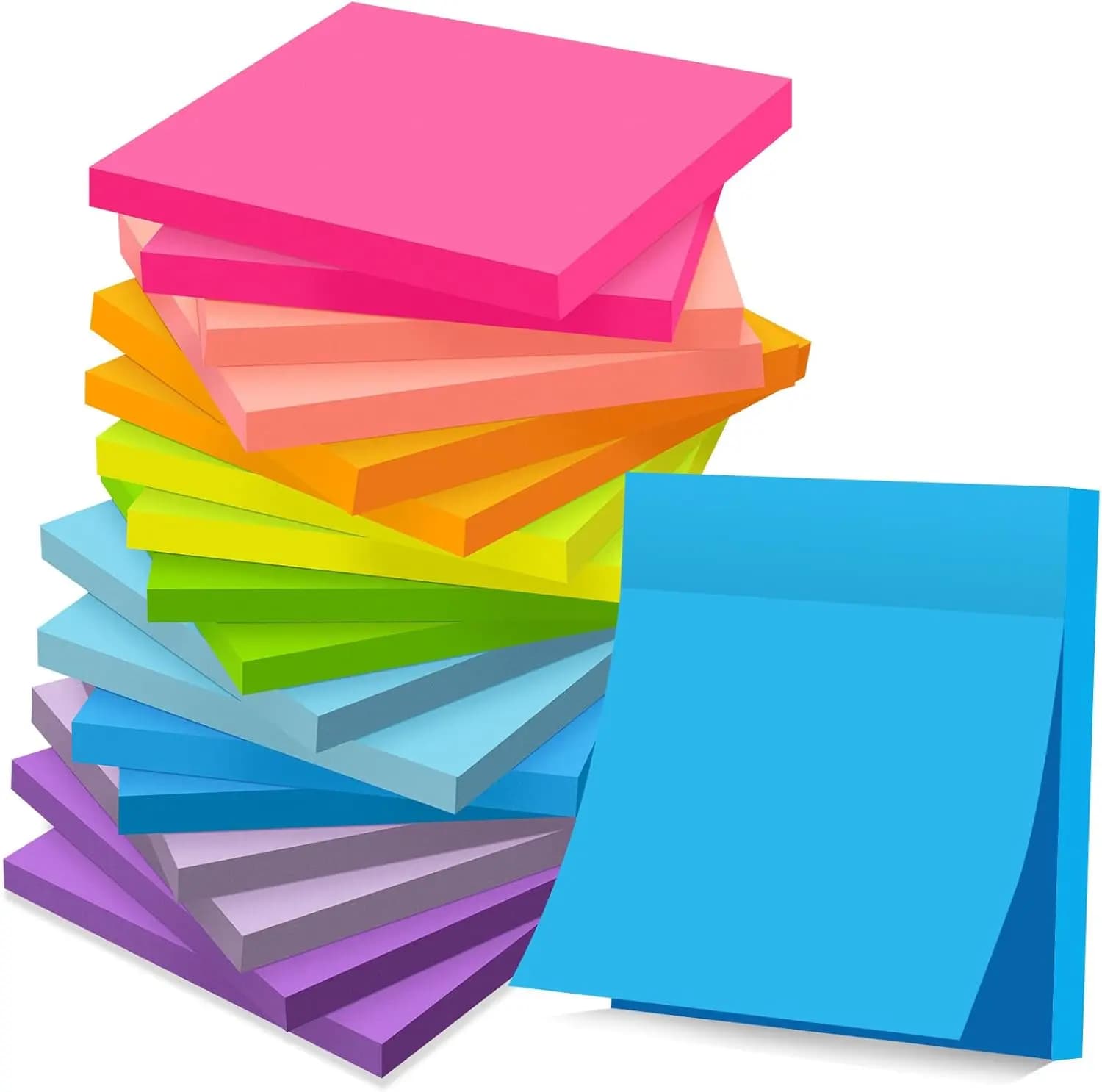 Sticky Notes 3x3 inch Bright Colors Self-Stick Pads for Office Home School