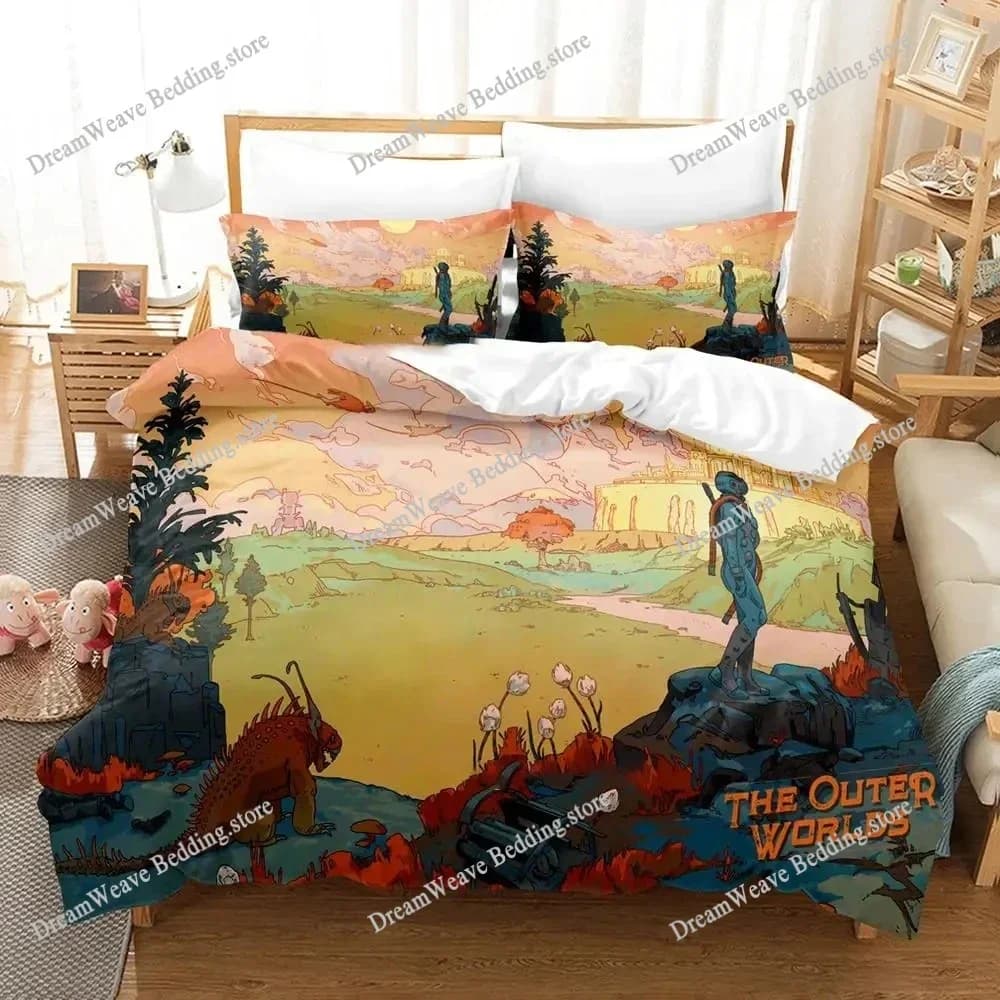 New The Outer Worlds Bedding Set Single Twin Full Queen King Size Bed Set Adult Kid Bedroom Duvet Cover Sets 3D Print Game Anime