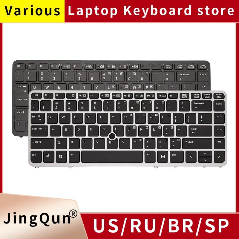 Nuova tastiera portatile russa americana per HP Elitebook 840 G1 850 G1 840 G2 ZBOOK 14 US retroilluminato con punto nero cornice argento