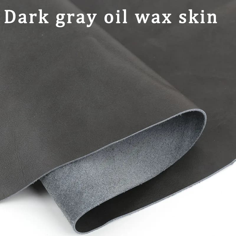 Materiale in vera pelle di vacchetta con cera d'olio a trama semplice grigio scuro, strato di testa in morbida pelle, materiale in pelle spessa 1,2 mm, s europeo