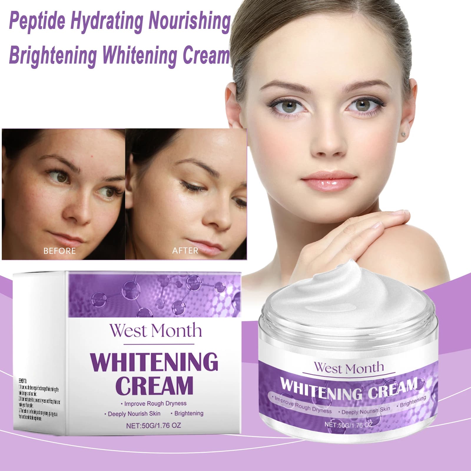 Crema Sbiancante Peptidica Anti Melanina Dissolvenza Pigmentazione Schiarire Macchie Scure Levigante Idratante Nutriente Crema Per Il Viso Schiarente