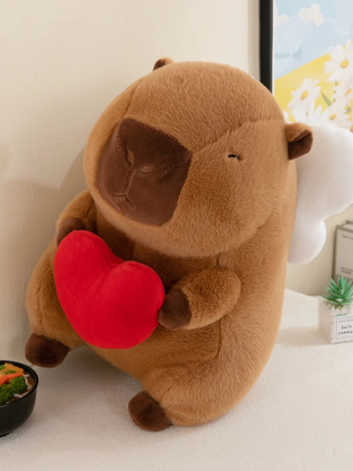 Peluche Capibara con Cuore, Regalo di Compleanno, Bambola Topo Re, Giocattolo Morbido Imbottito per Bambini a Pechino