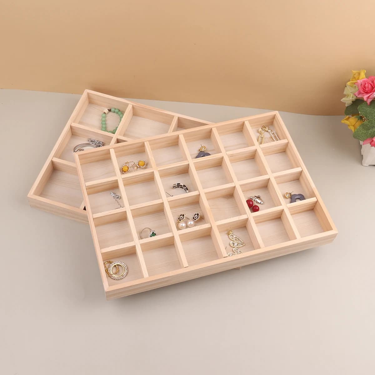 Espositore per gioielli in legno impilabile porta gioielli squisito anello portatile orecchini collana organizzatore scatola organizzatore de ragazzi