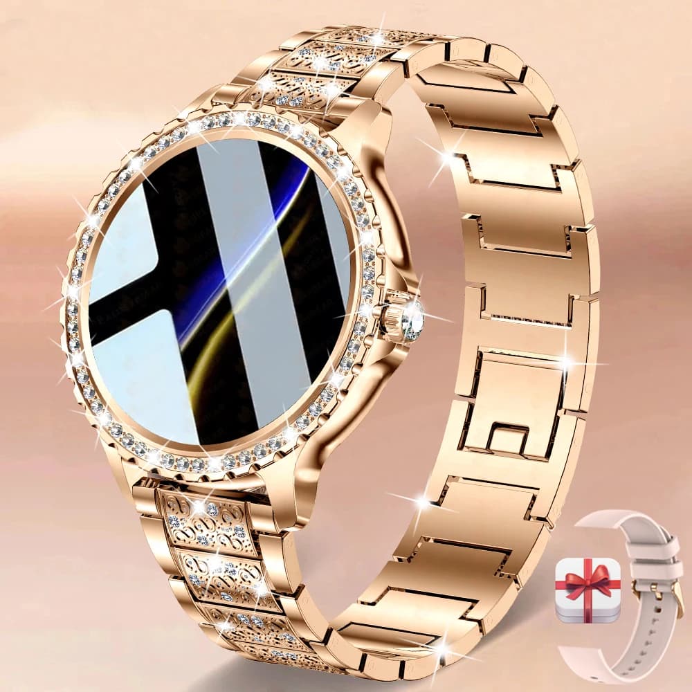 2023 Nuove Donne di Modo Chiamata Bluetooth Astuto Della Vigilanza 1.32 "AMOLED 360*360 HD Schermo di Sport Fitness Signore Smartwatch Fascia di Diamanti