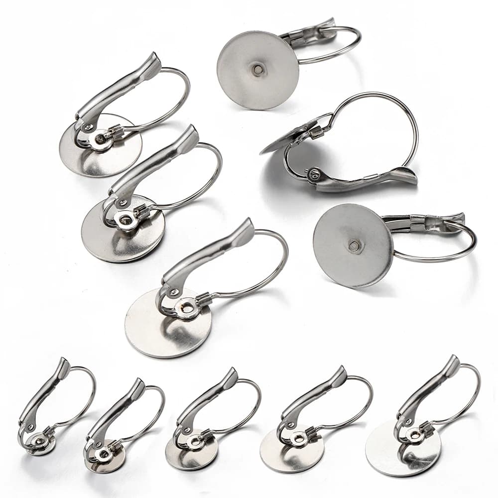 20 pcs/10 pcs French Stainless Steel Earrings Base Lever Rear Earrings Open Ring Earrings Hooks for Production of FAI Jewels FROM YOU
