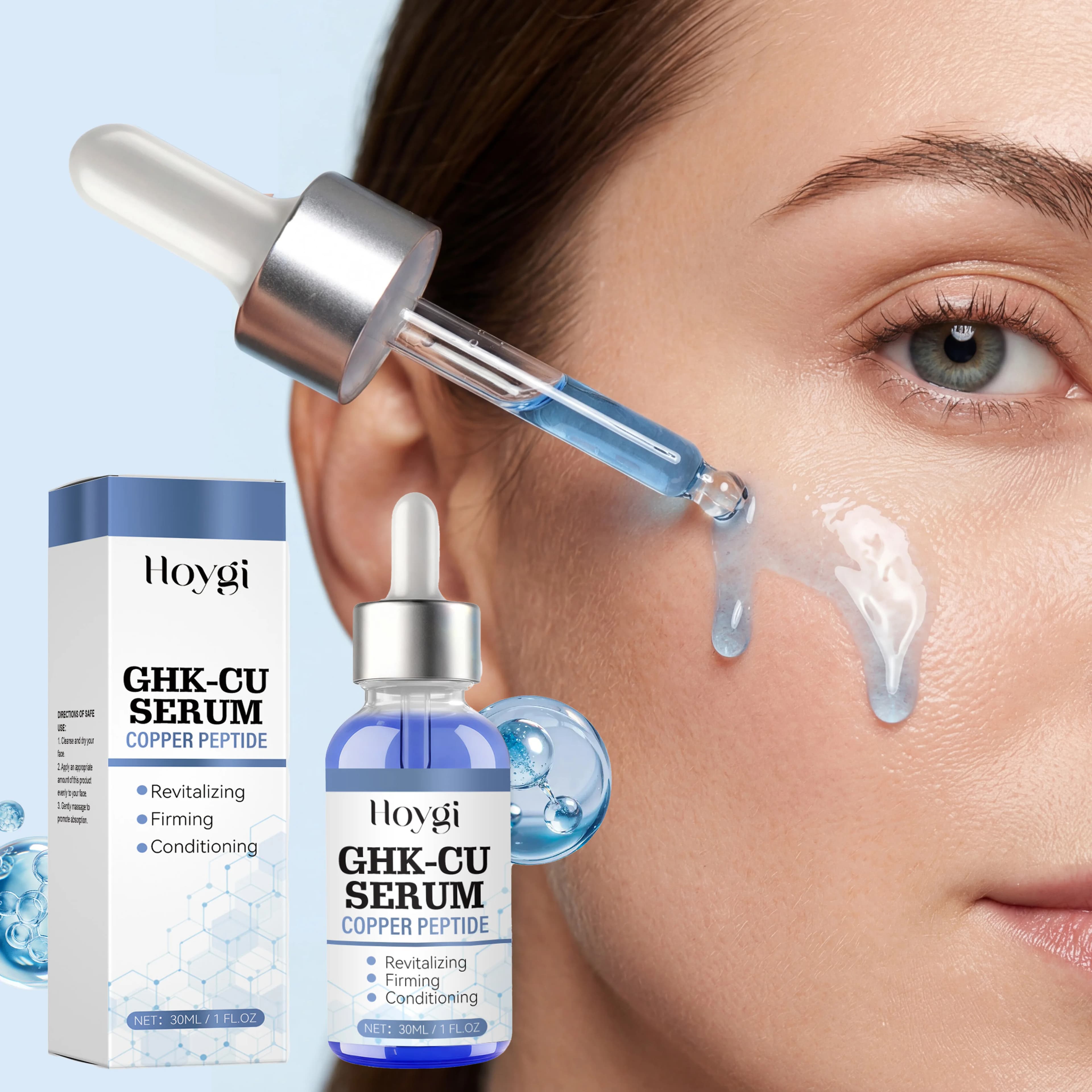 Copper Peptide Facial Serum Moisturizing Without Greasiness Stabilizing Restoring Liquid Hydrolyzed Collagen Anti Dryness