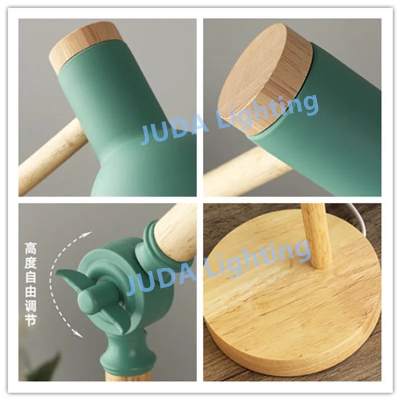 Lampada da Tavolo E27 con Base in Legno, Stile Nordico, Lampada da Comodino Colorata, Lampada da Lettura e Studio, Luci LED in Colori Macaron