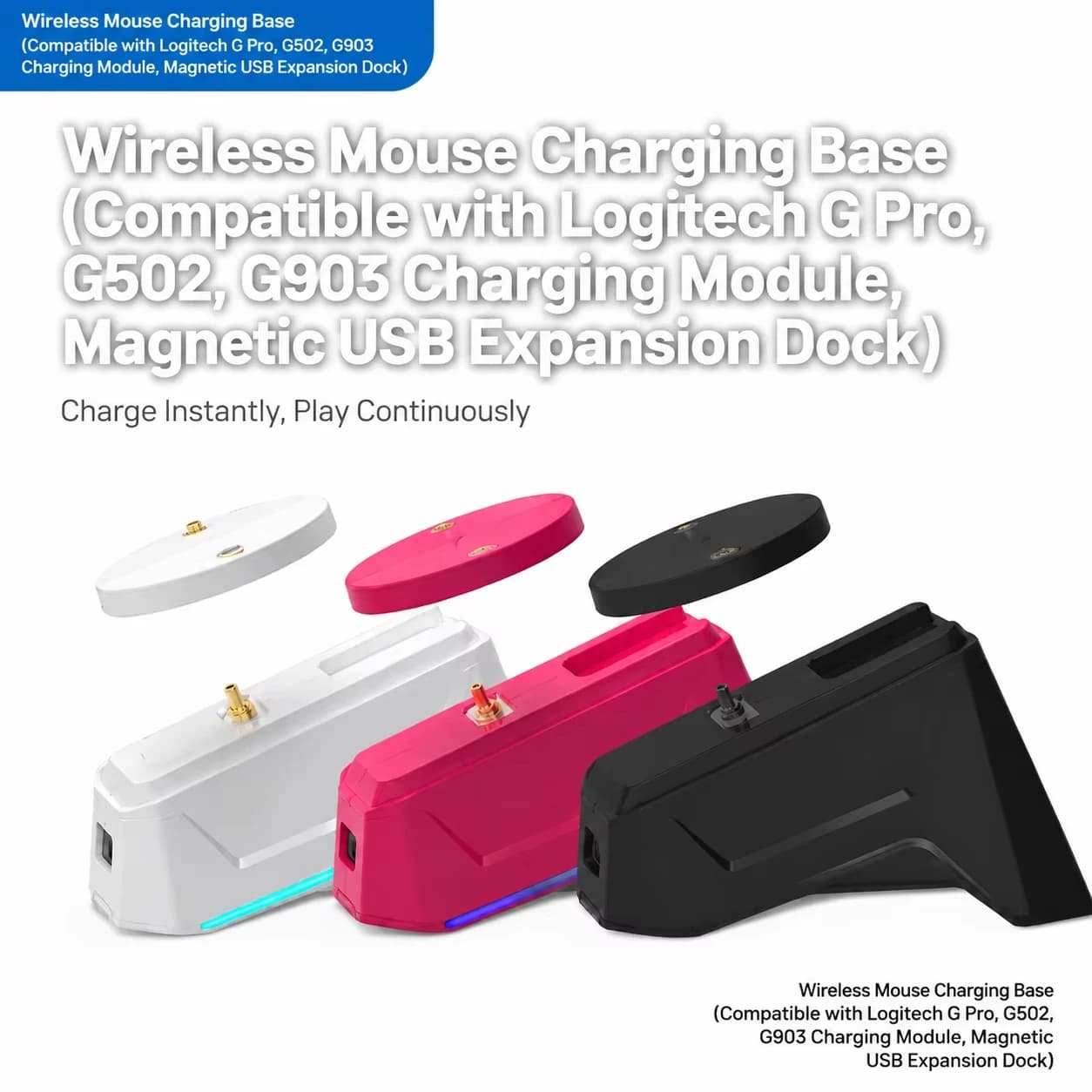 Charging Dock For Logitech G502 G903 Wireless Mouse With Magnetic Adapter USB Hub Extender Includes Charging Module