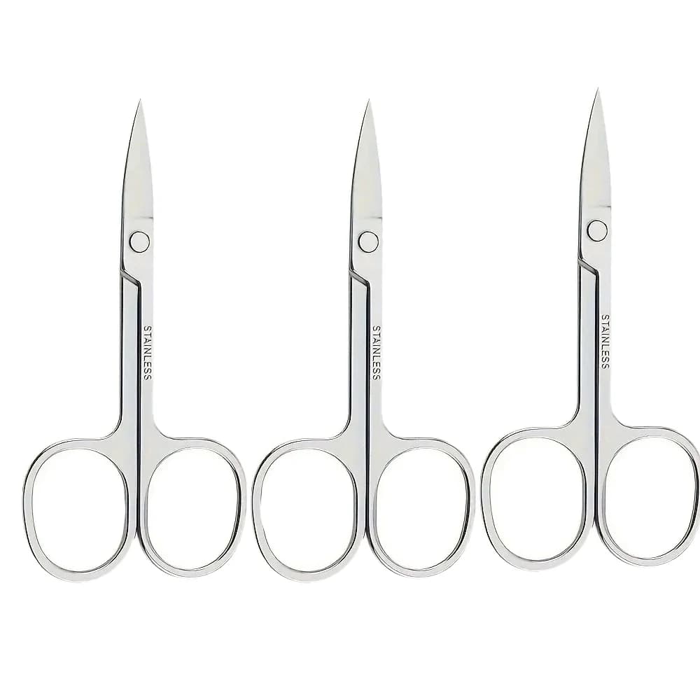 Set of 1/3 Small Scissors for the Care of Face, for Men and Women, for Eyebrows, Naso, Baffi, Barba, Eyelashes, Earrings, Curved Finishing Kit