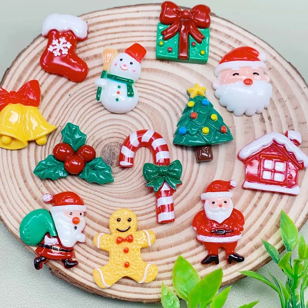 Mixed Resin Christmas Series Craftsmanship Cabochon with Back Plate Scrapbooking Creating DIY Jewelry Decorating Phone Case
