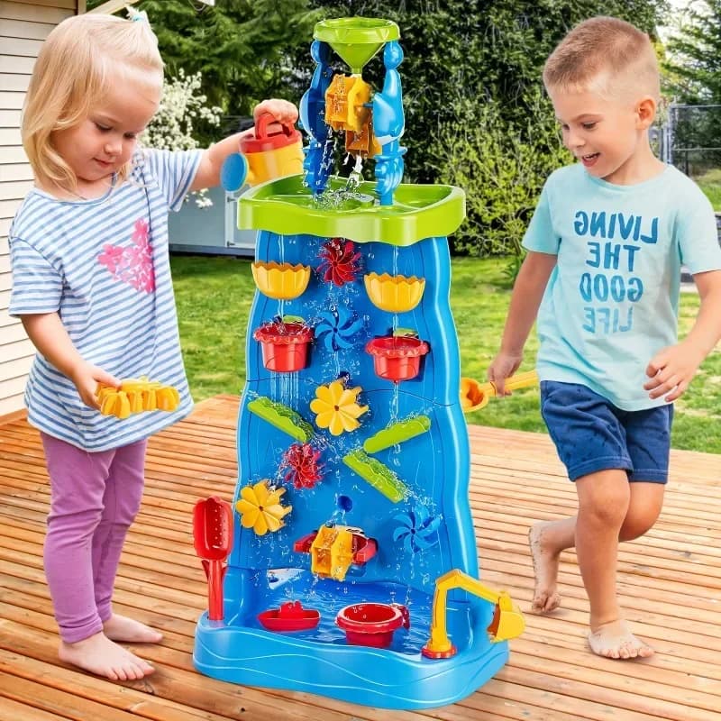 Cascata Discovery Wall Bambini Cascata bifacciale Tavolo d'acqua Attività di sabbia Tavolo sensoriale Giocattoli estivi all'aperto per i più piccoli