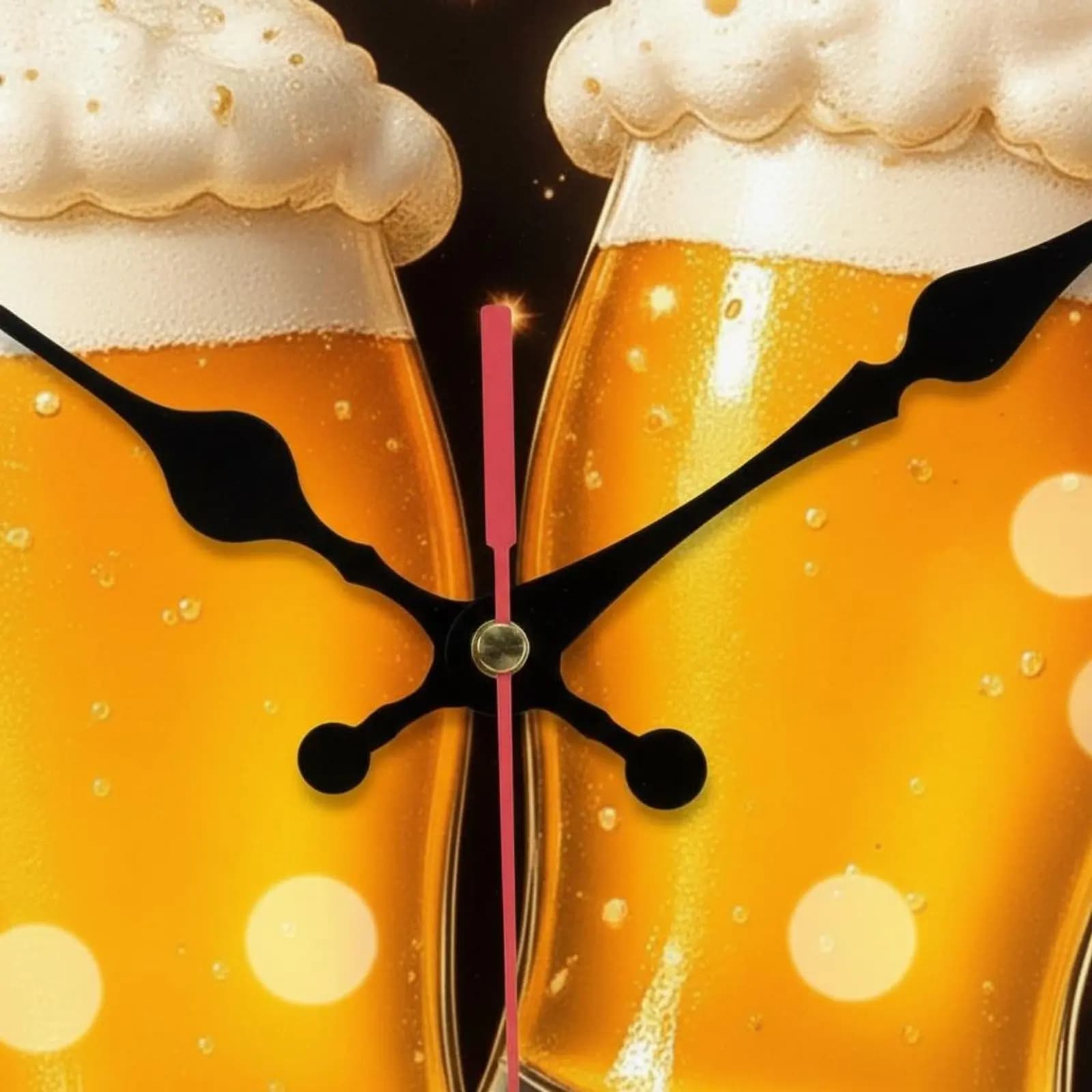 Orologio da parete a forma di boccale da birra, senza ticchettio, design senza cornice, senza riflessi, per pub, sala giochi