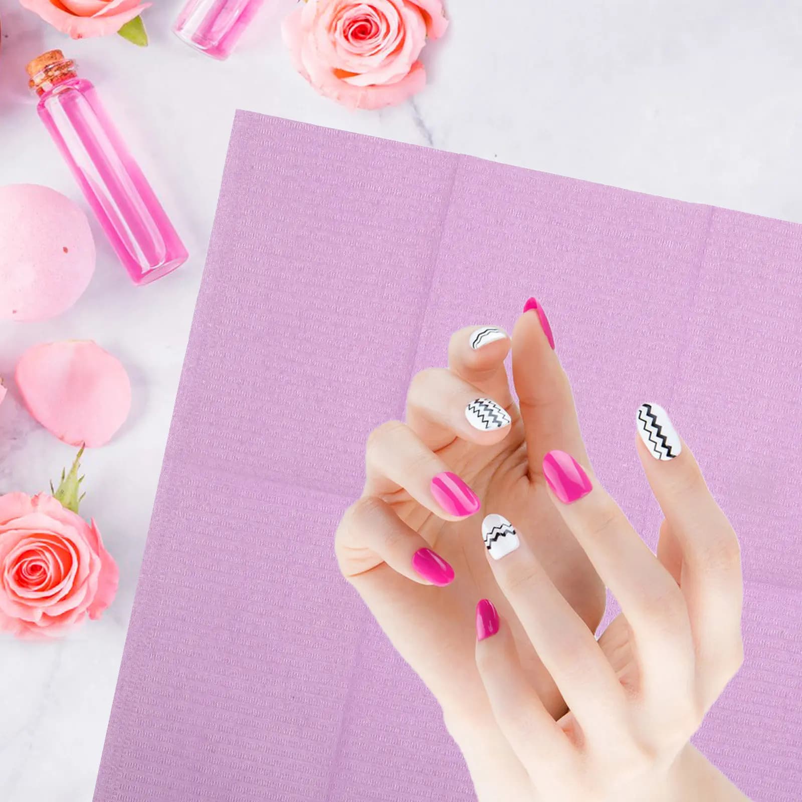 50 Pezzi Tappetini Monouso per Manicure in Polpa di Legno Morbida, per Tecnici delle Unghie, Saloni, Studi di Tatuaggi, Trucco e Cura delle Ciglia
