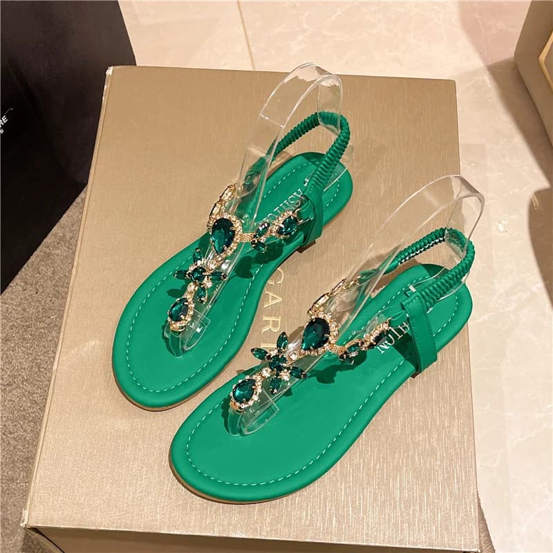 Women's Summer Sandals with Crystals, Fancy Swivel Shoes, Luxury Beach Casual Shoes, Women's Slippers 2026