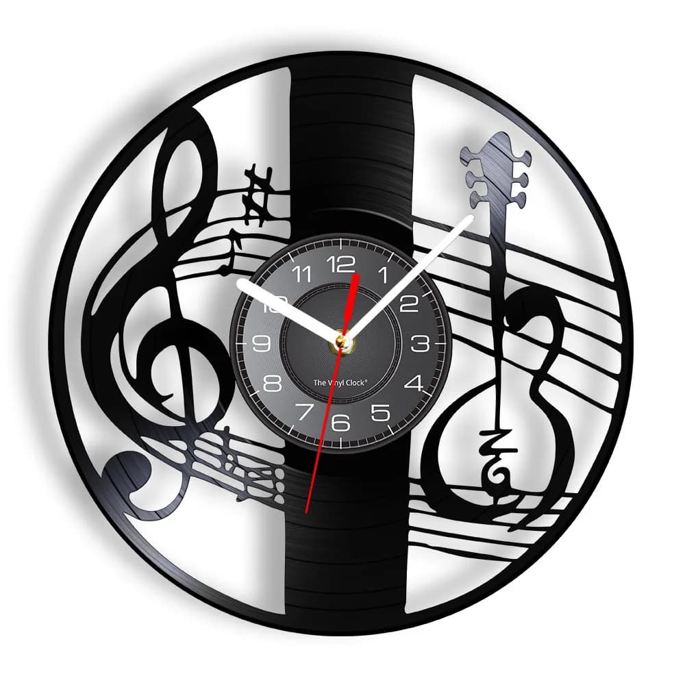 Treble Clef Music Note Wall Art wall clock musical instrument key for violin vinyl disc wall clock classical music decorations for home gift