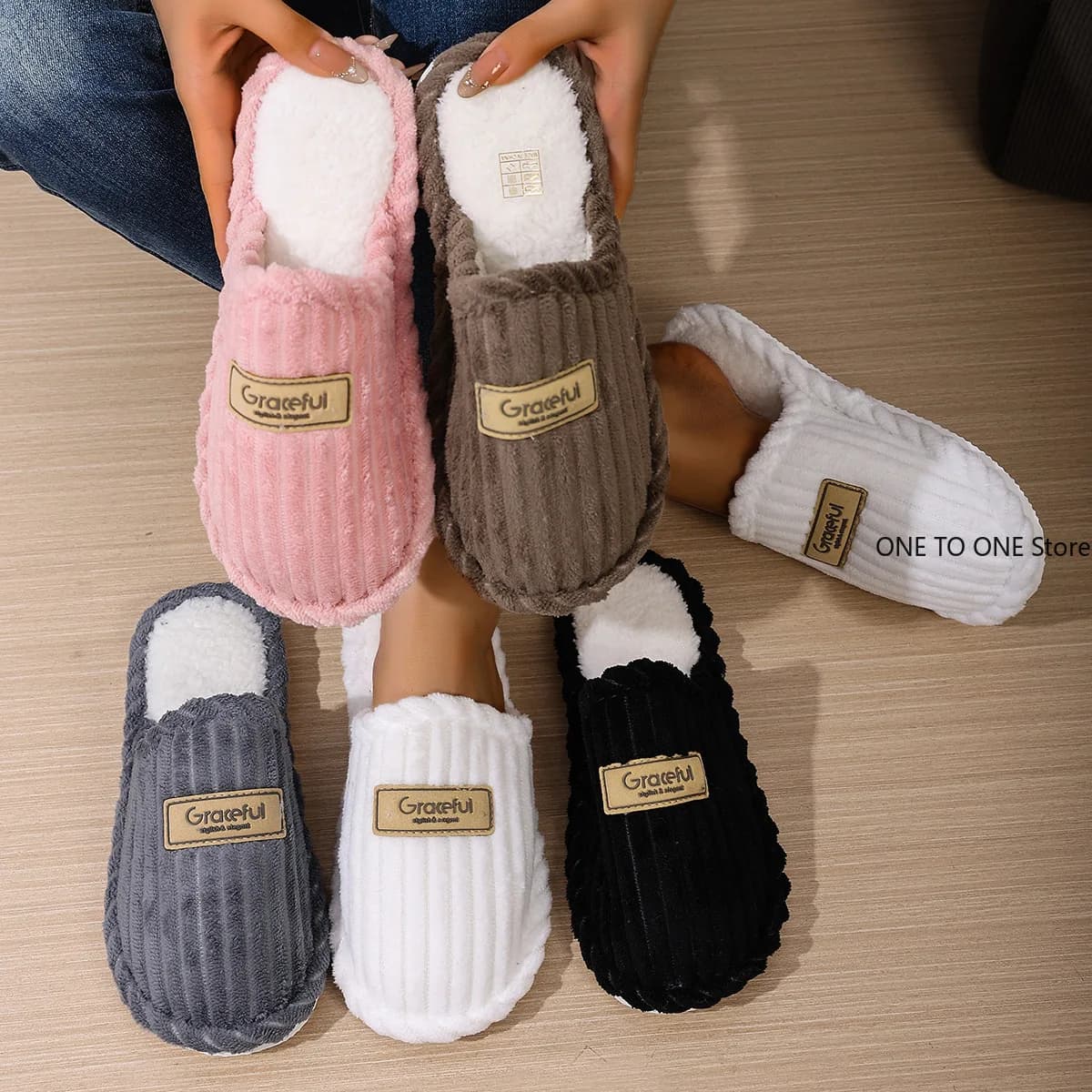 Calde pantofole invernali in velluto a coste per coppia Pantofole in peluche antiscivolo per la casa da interno Donna Scarpe leggere e confortevoli in cotone Donna 2025