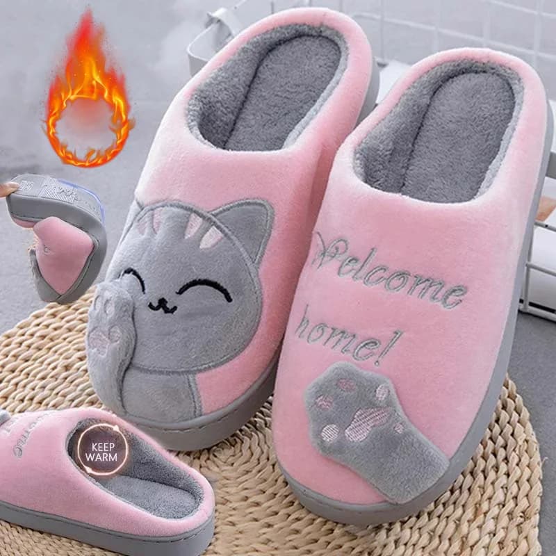 Calde pantofole in cotone Simpatico gatto fortunato Design Morbido peluche Scarpe invernali per interni ed esterni per donne Uomini Bambini Regalo di Natale