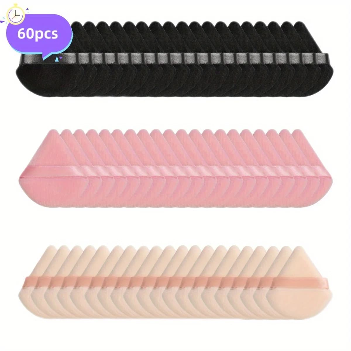 60-piece Velvet Dust Dust Set: Triangular Face/Body Blenders for Cypriot and Melted Base | Spugne Ultra Eye/Cornelli