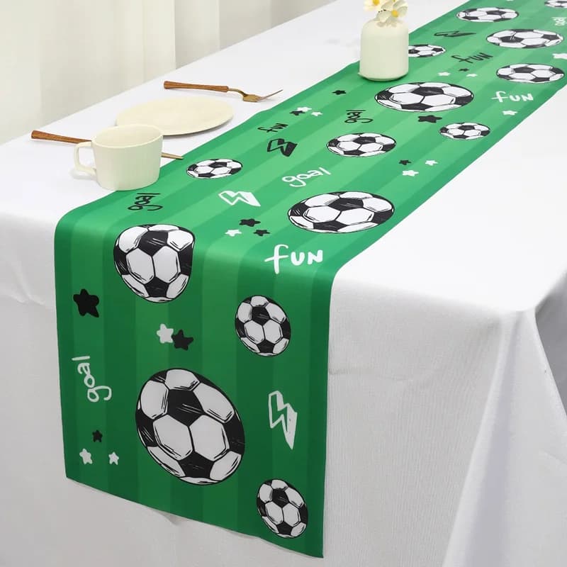 1pc Soccer/Football Party Table Flag Table Centerpiece Soccer Birthday Decorations Sports Theme Party Table Runner Table Cover