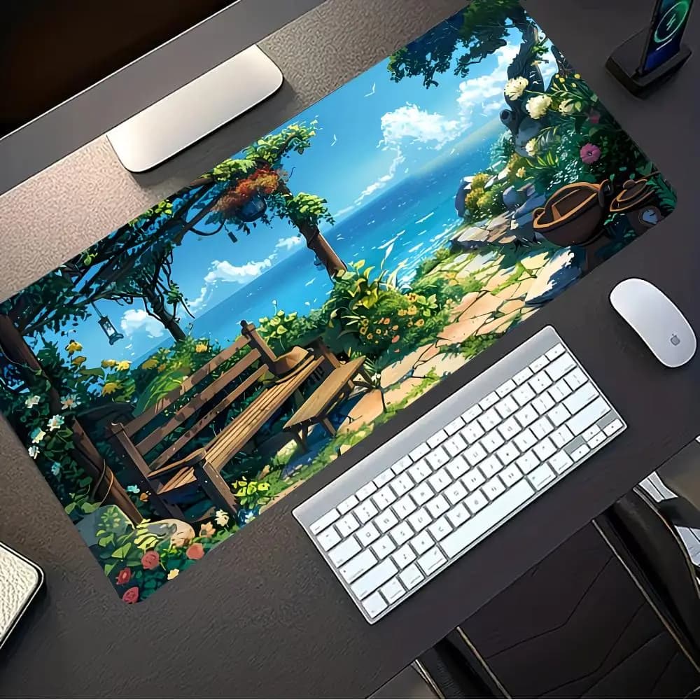 Tappetino per mouse con paesaggio forestale, tappetino per mouse per PC, accessori per computer, tappetino per mouse da gioco, tappetino per tastiera per laptop, tappetino grande da scrivania