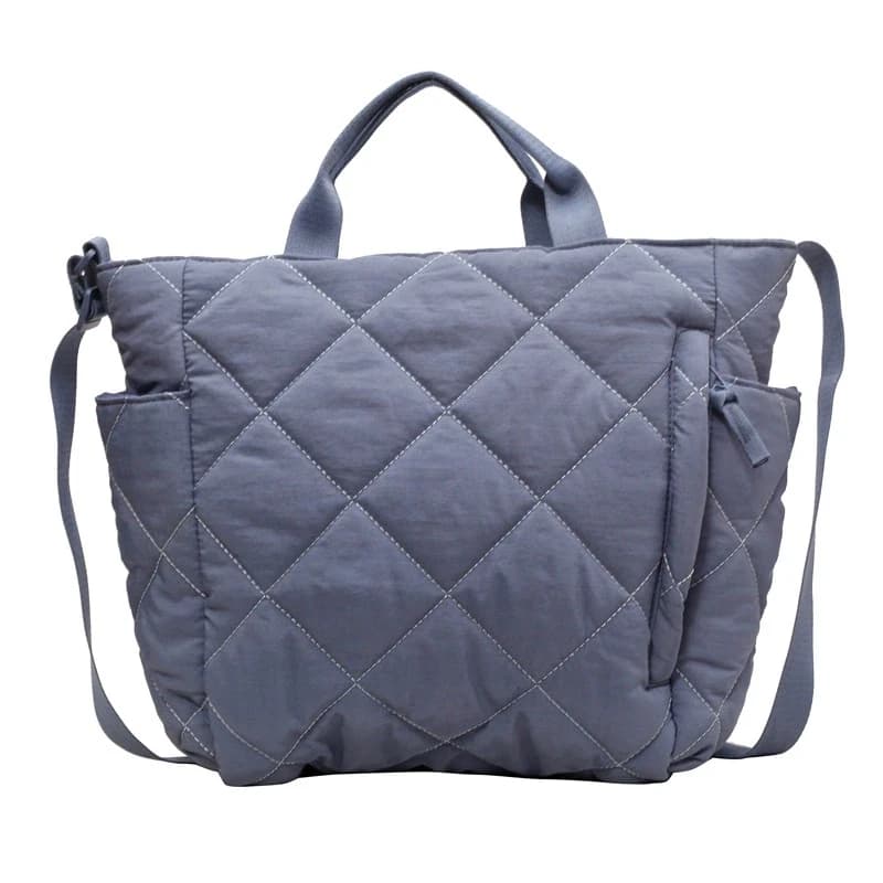 Borsa tote a quadretti in nylon resistente alle pieghe dal design multitasche, borsa elegante per l'uso quotidiano | Elegante e durevole