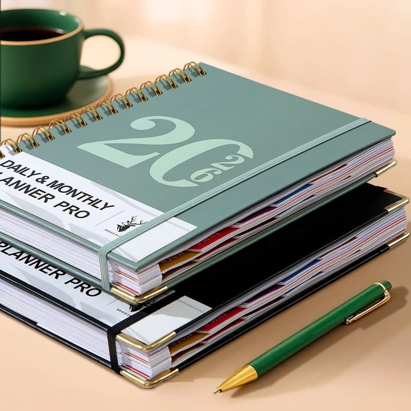 2026 NUOVO taccuino con calendario settimanale e mensile A5 WireBound per produttività e pianificazione
