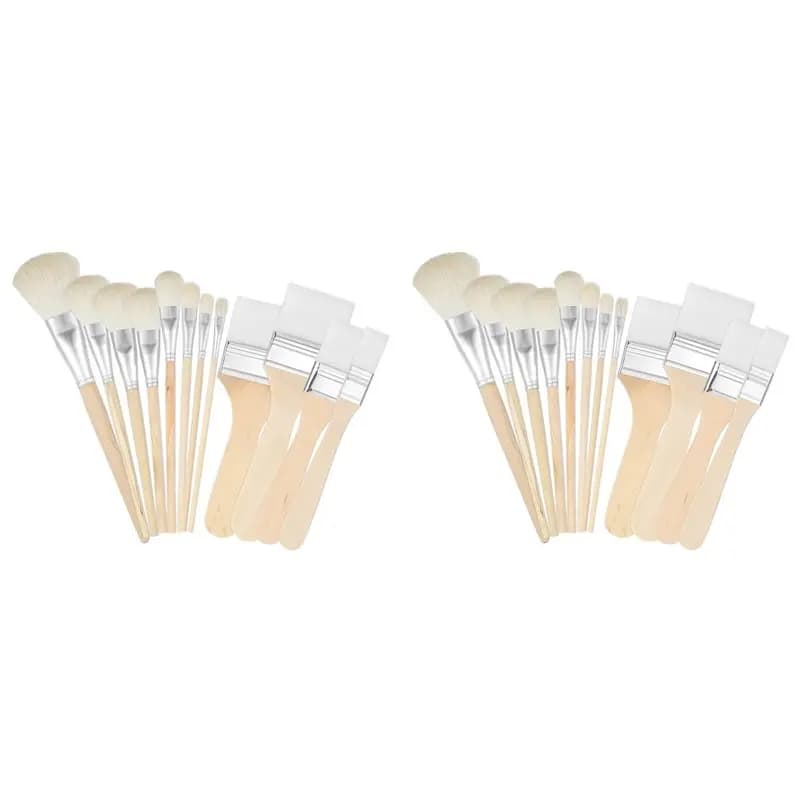 ABXF-Mop Brush For Acrylic Painting, Assorted Size Acrylic Paint Brush Set Blending Mop Brushes With Wooden Handle 24PCS Set