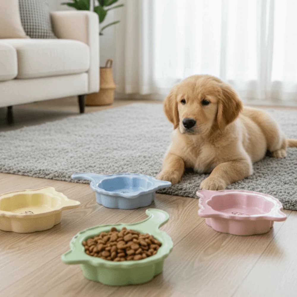 Ciotola in Ceramica per Cibo e Acqua per Gatti, Resistente all'Usura, con Manico, Antiurto, per Cani e Gatti