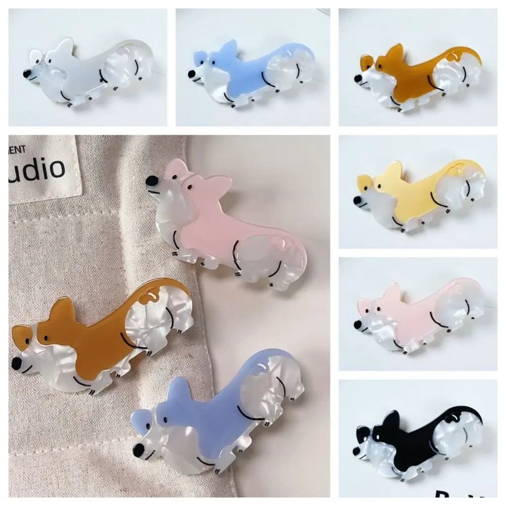 Personalized hair clip Corgi shape, acetate puppy-shaped hair accessory, fashionable creative hair clip for dogs, hair accessories