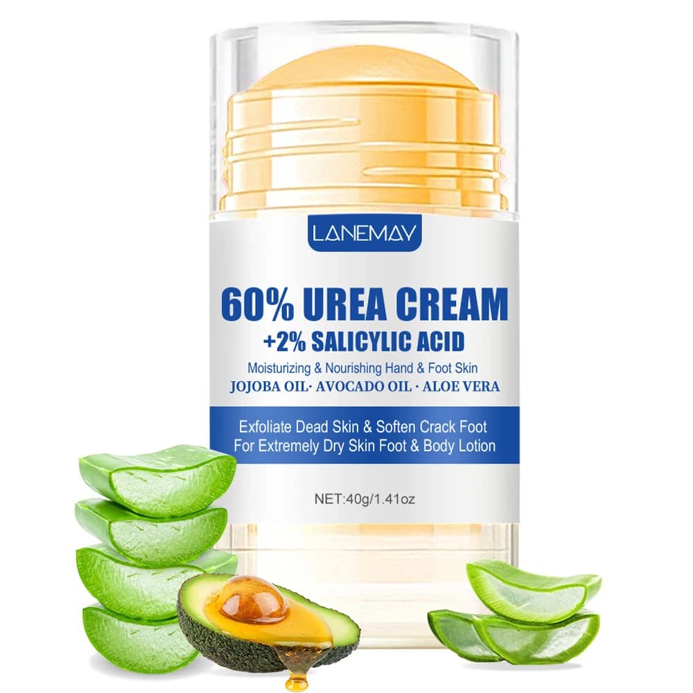 Crema all'urea 60% Acido salicilico 2% Crema per la cura delle mani dei piedi Stick per talloni secchi screpolati Ginocchia Gomiti Idratante Cura quotidiana dei piedi del corpo