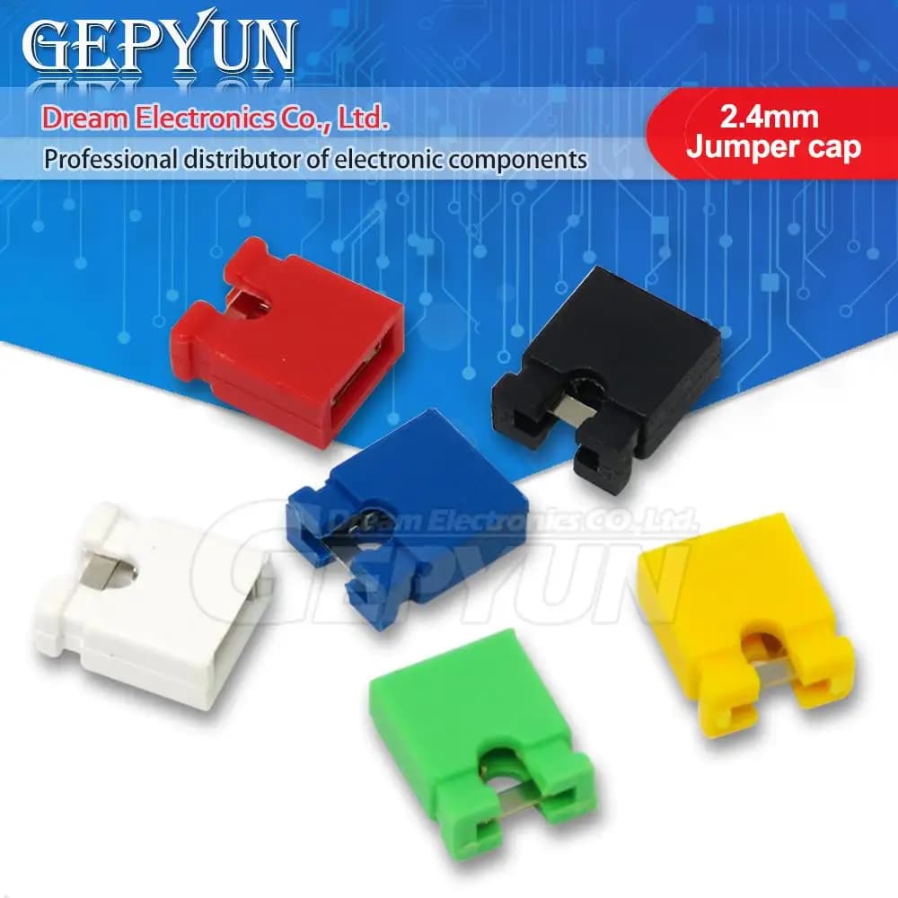 100 PZ Step 2.4 MM Bridge Short cap and headers and housings for shunt cables Black Yellow White Green Red Blue For Arduino