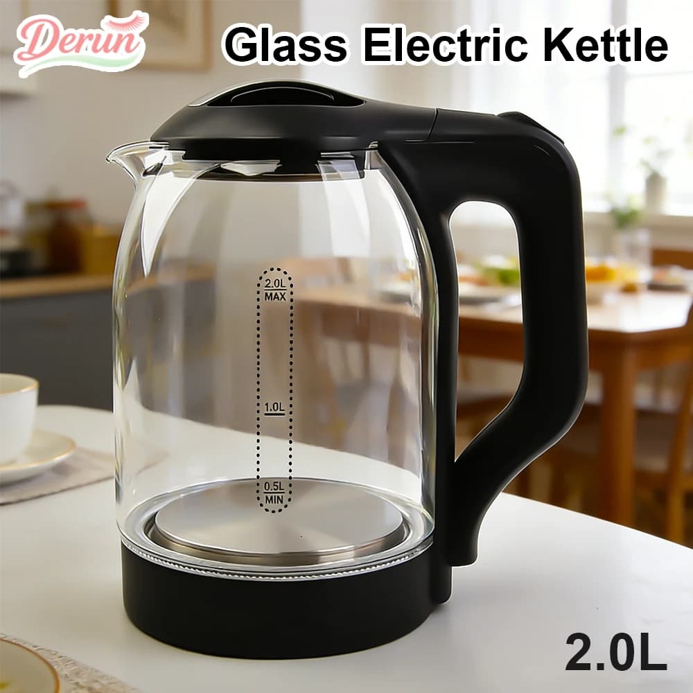 2.0L Glass Electric Kettle, Quick boiling, Automatic shutdown, Dry Boiling Protection, Borosilicate Glass, Home Cooking Home