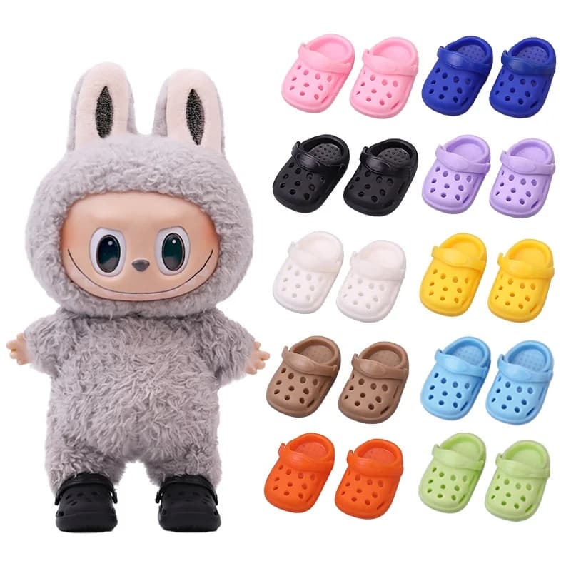 Cute Mini Doll Clog Shoes Suitable for LABUBU 10cm&15cm LABUBU Accessories, Cotton Doll Accessories