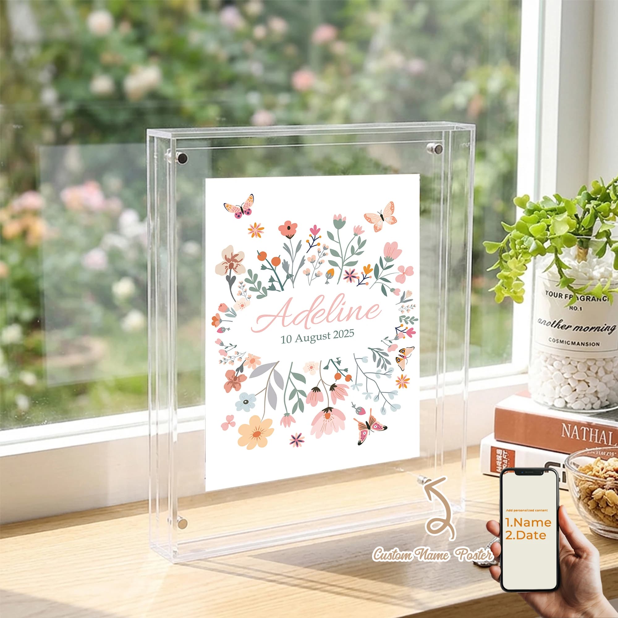 Customized Flower Acrylic Photo Frame for Wall Decorative Home Living Room Bedroom Decorative Square Rectangle Picture Frame