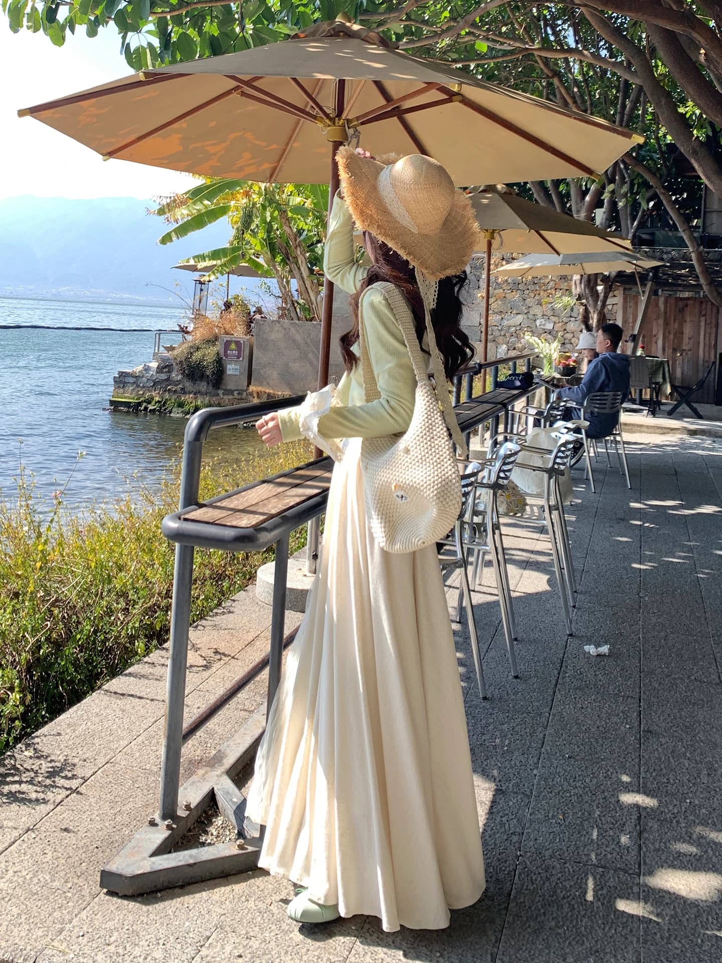 Elegant Soft Tawny Half-length Skirt Korean Style High-waist A-line Polyester Cotton Blend Mesh Splicing Long Skirt