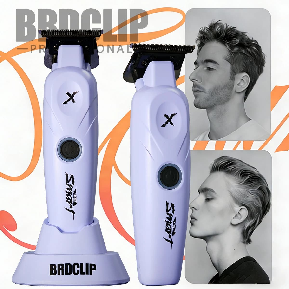 Nuovo 2026 BRDCLIP Professionale Regolacapelli Viola 7700RPM Macchina da Barbiere Elettrica con Passo Lama 0 e Base di Ricarica