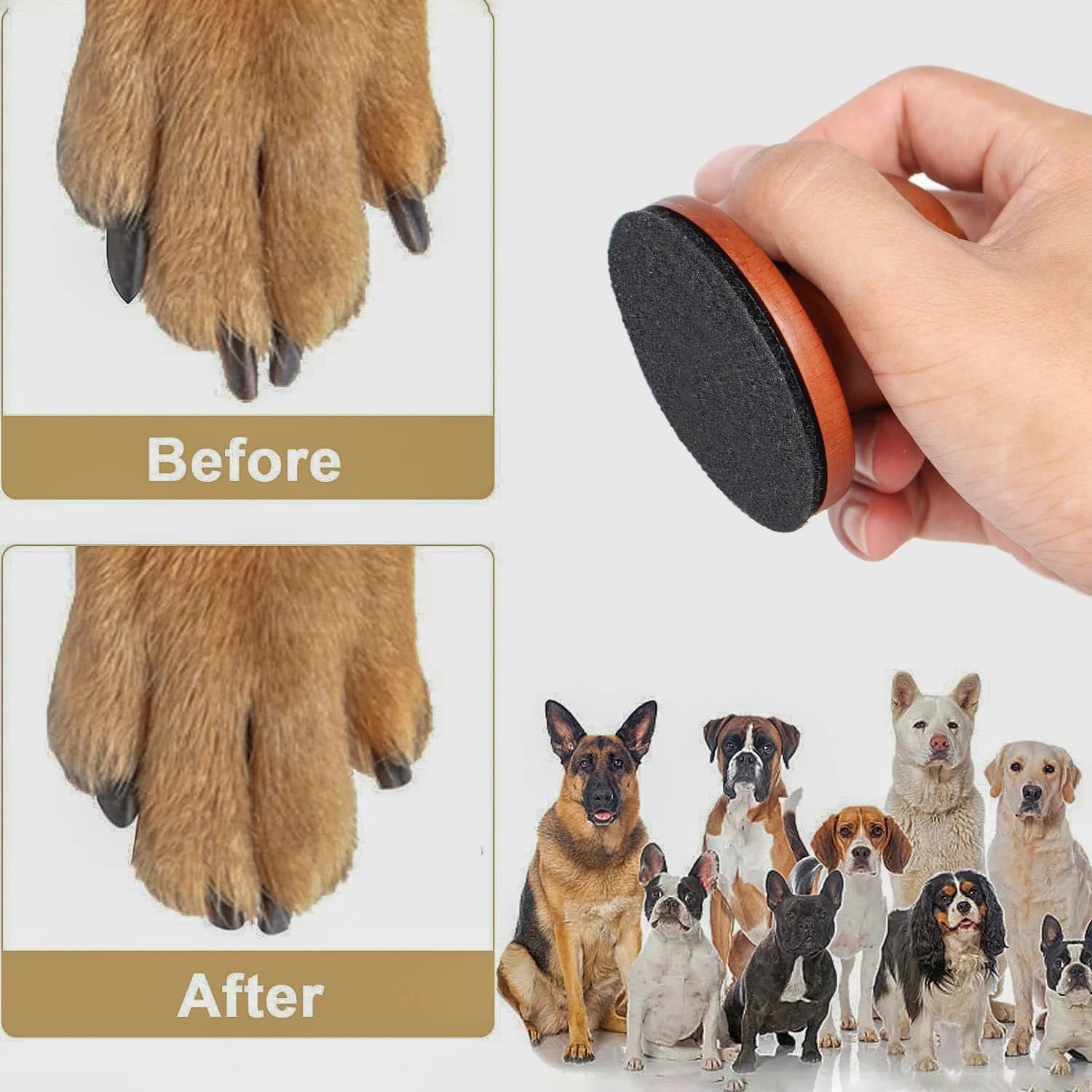 Lima per unghie per cani Manuale per toelettatura di animali domestici in legno Tiragraffi per cani Artiglio per molatura Cura delle artigli per animali domestici per la cura delle unghie dei cuccioli All'aperto Interno