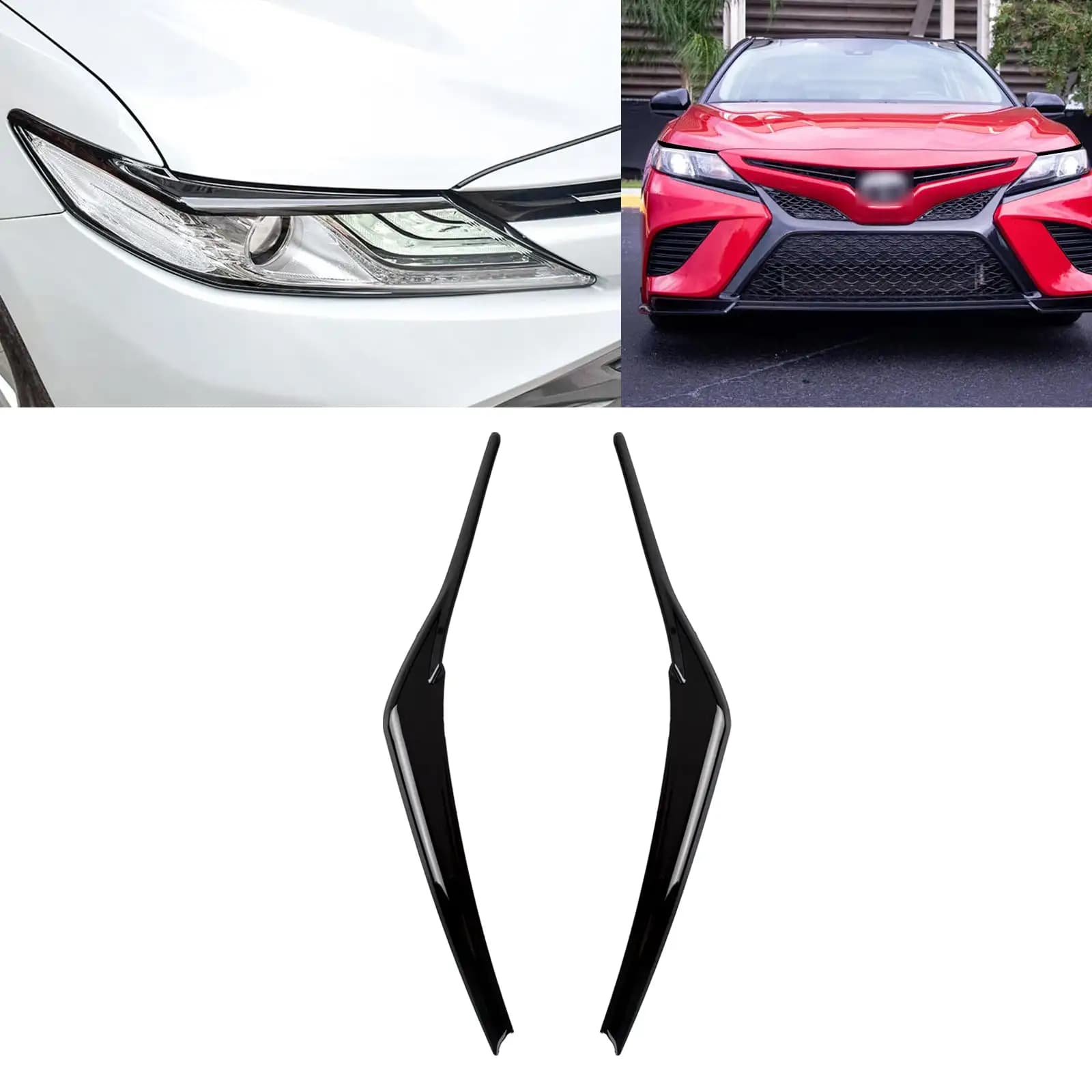 2 Pezzi Copri Fari Anteriori Neri, Striscia Decorativa per Sopracciglia, Accessori per Toyota Camry 2018 2019 2020 2021 2022 2023