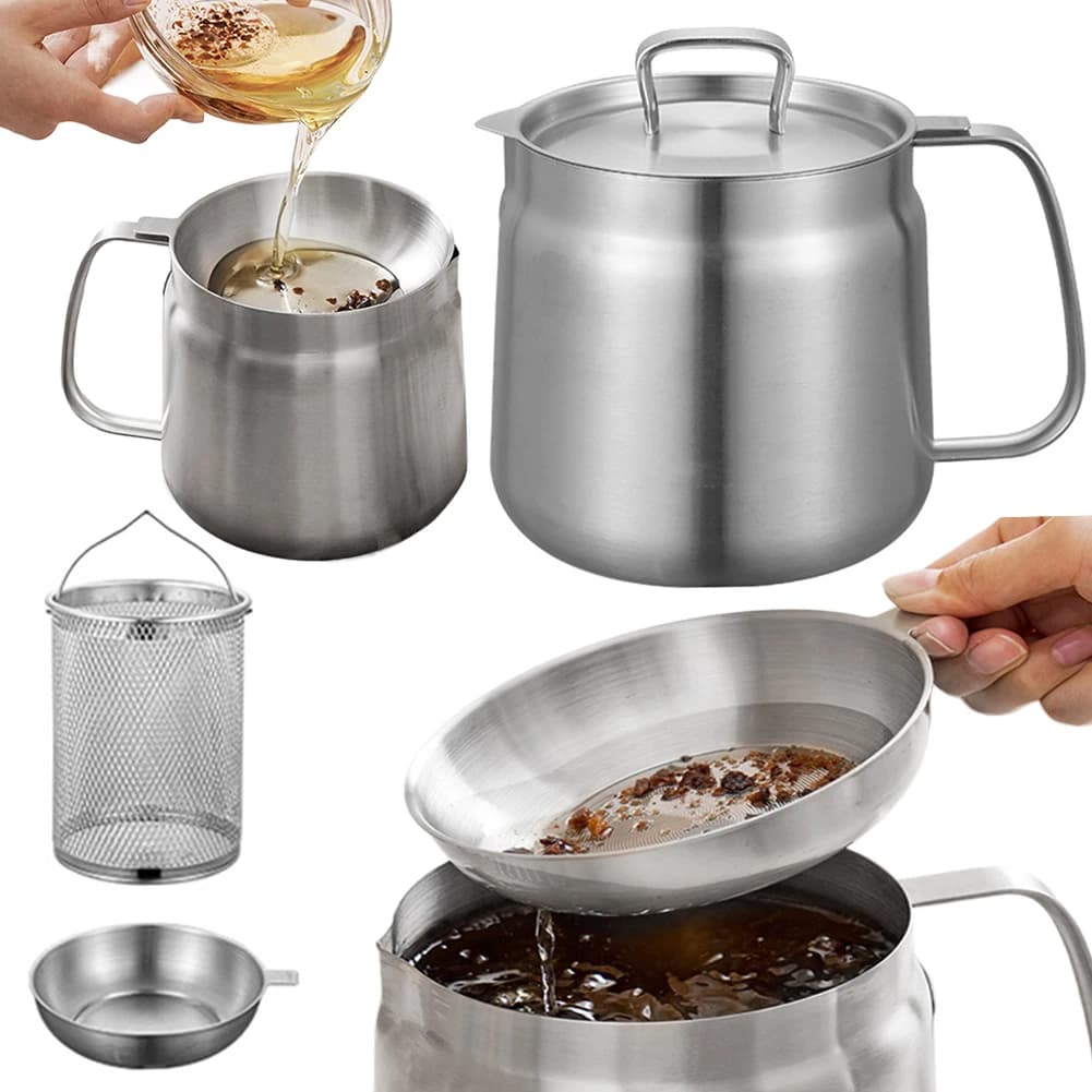 Friggitrice da Cucina 1.5L con Filtro, Pentola in Acciaio Inox Versatile e Antisgocciolamento per Friggere Patatine Fritte