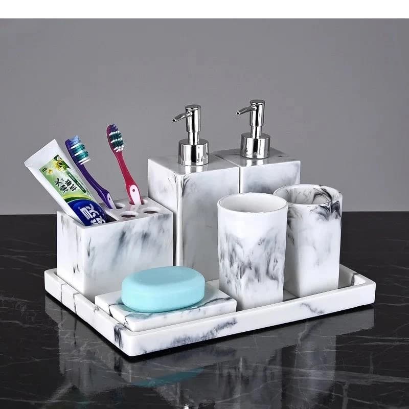 Nordic Resin Soap Dispenser and Mouthwash Cup Set Wash Kit Hotel Hand Sanitizer Bottle Dish Home Bathroom Accessory
