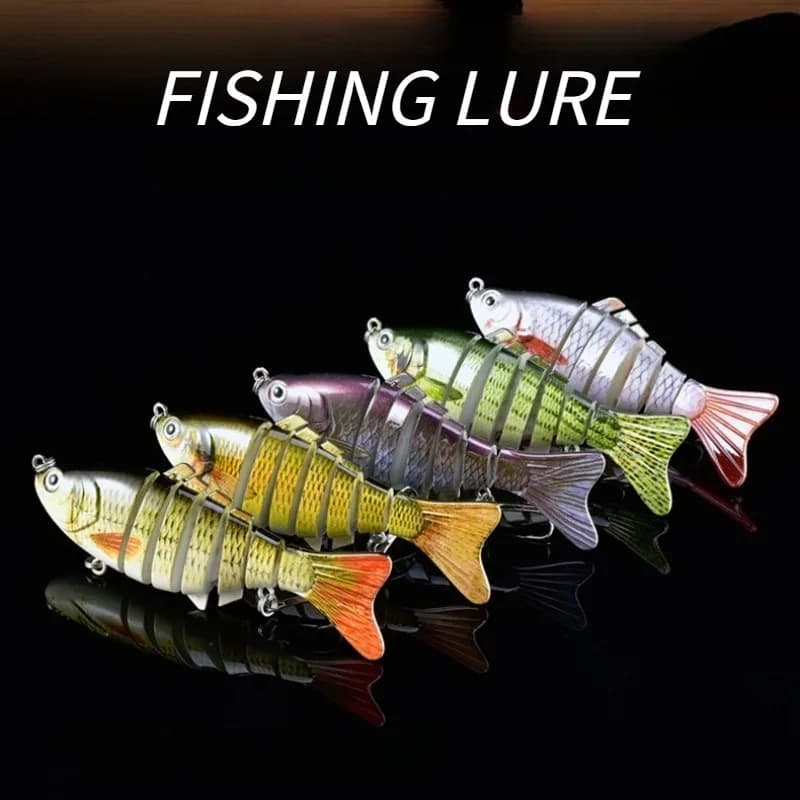 5 Pz/scatola 7 Segmenti Multi Snodato Swimbait Richiamo di Pesca Affondamento Lento Bionico 3D Occhi Esche Da Pesca per Luccio Spigola Attrezzature Da Pesca