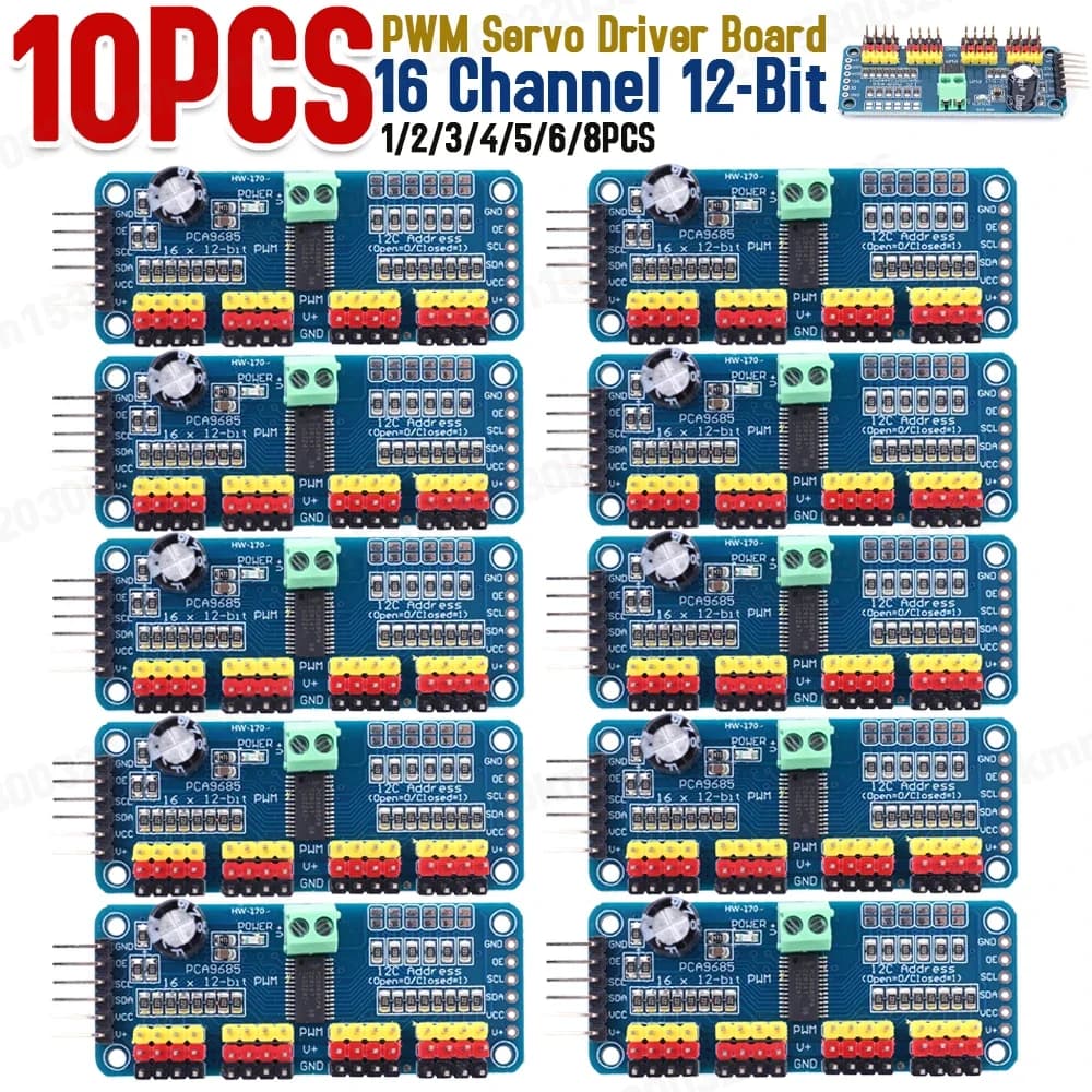 1-10PCS PCA9685 Robot Controller IIC Interface 16 Channels 12 Bit PWM Servo Motor Driver Card for Arduino Robot/Raspberry Pi