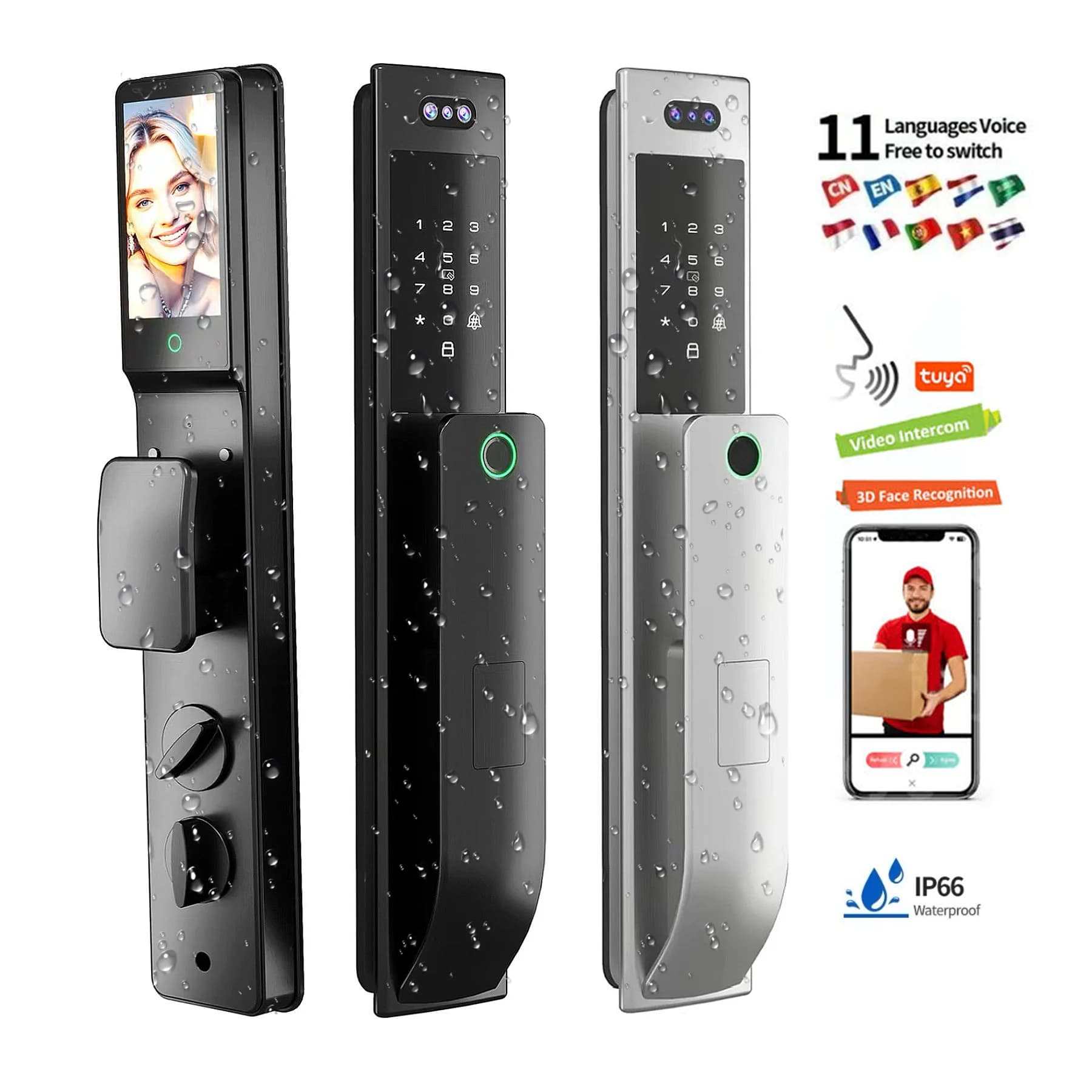Porta israeliana Smart Door Lock Keyless Tuya Wifi Impronta digitale Push Pull Home Lock con serratura biometrica Airbnb impermeabile