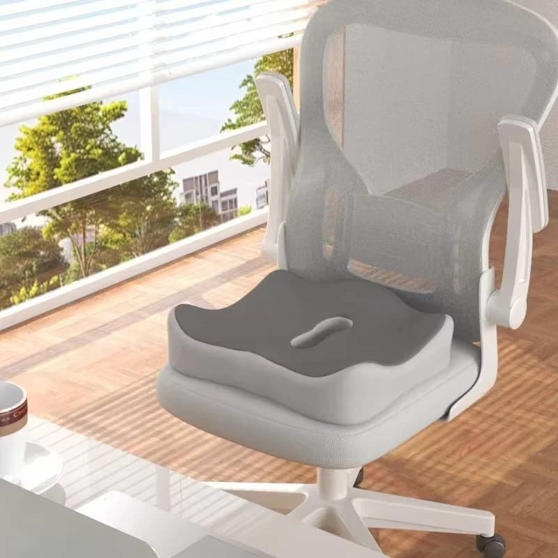 1pc Memory Foam Seat Cushion - 3D Ergonomic Support| Light Green & Grey, Washable Polyester, Car/Office Essentials Home Decor