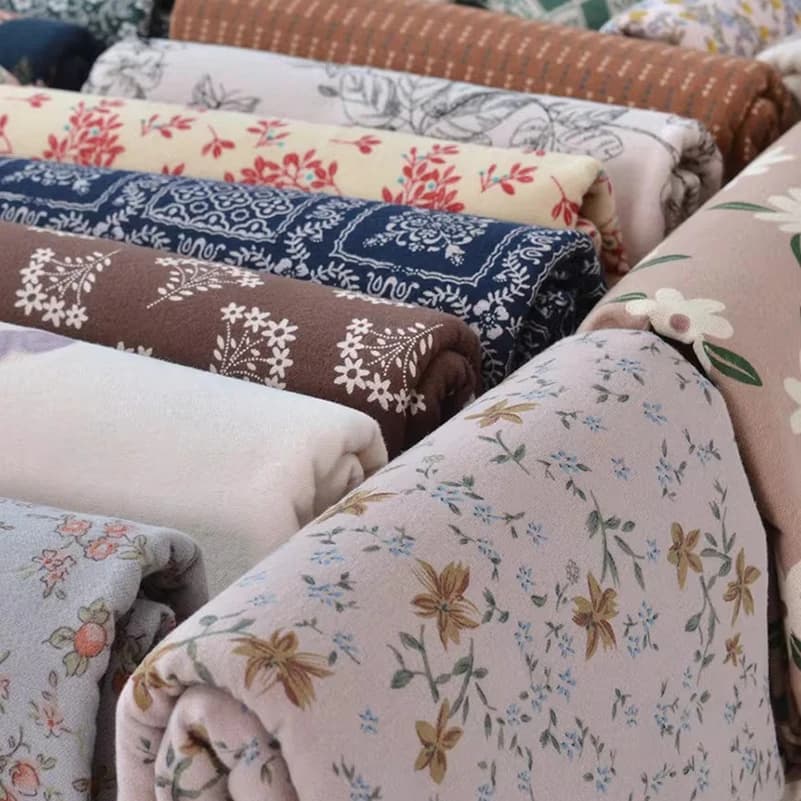 Floral Pastoral Brushed Fabric Pure Cotton Handmade DIY for Sewing Home Wear Pajamas Skirt by Half Meter