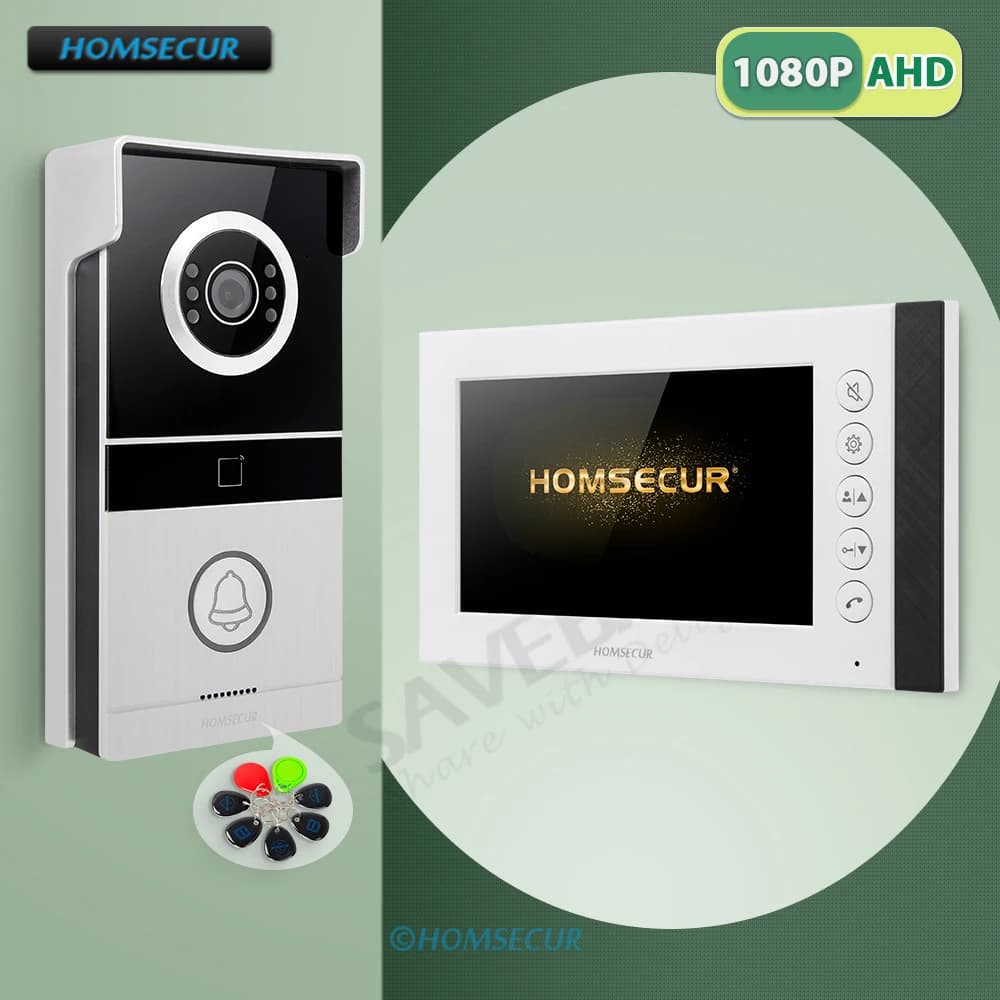4 Wire 7" HD Home Video Doorphone Intercom System 1080P Rainproof Doorbell Camera RFID 125KHz Unlock 120° View Angle for Family