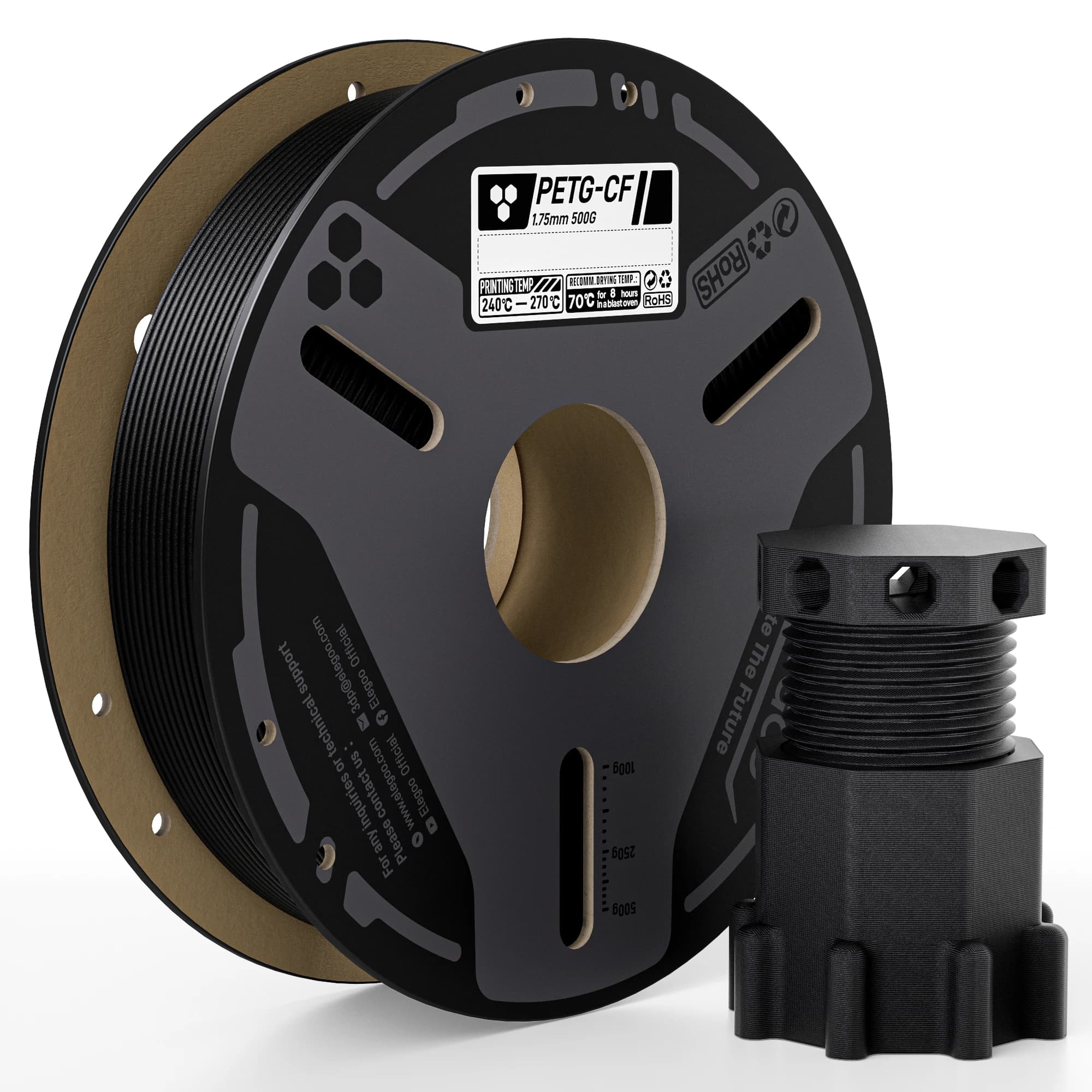 ELEGOO PETG-CF Carbon Fiber Filament 1.75 mm Mult-color 1KG Rigid and Wear-resistant 3D Printing Filament Suitable for Most FDM Printer DIY Model