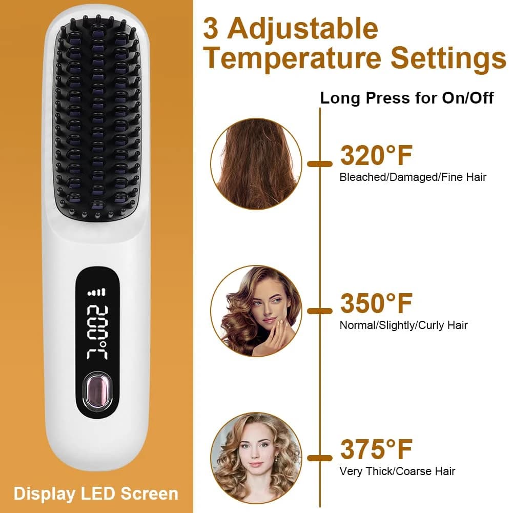 Width Brush for Hair, Wireless Width Brush USB Rechargeable, Portable Hair Plate, Mini Electric Travel Comb