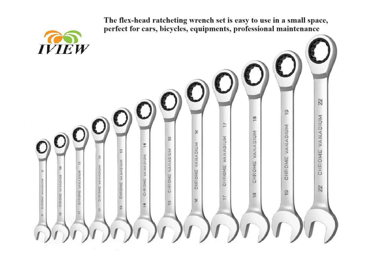 Set di chiavi combinate a cricchetto da 8 mm-22 mm Chiavi terminali per scatole metriche e standard Set di strumenti per garage per chiavi per ingranaggi, CR-V completamente lucidato